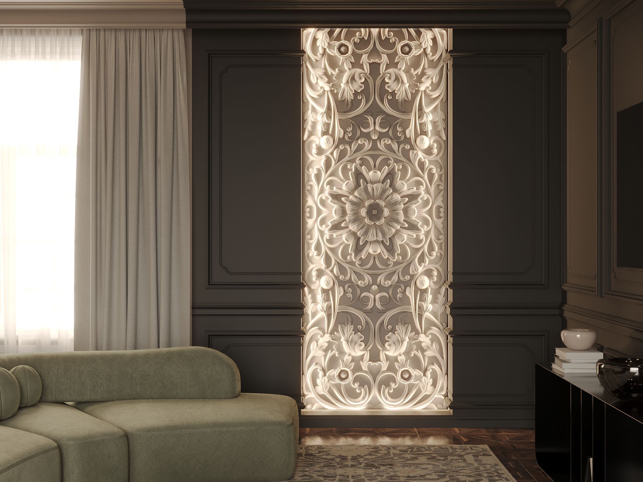 Трехмерная декоративная гипсовая панель WallDeco ARISTOCRACY ARCH-00035645