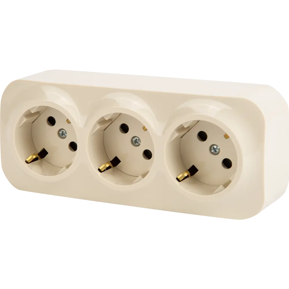 Тройная розетка Legrand Quteo с защитными шторками, цвет слоновая кость 84793458 STLM-1109709 - Вид №1
