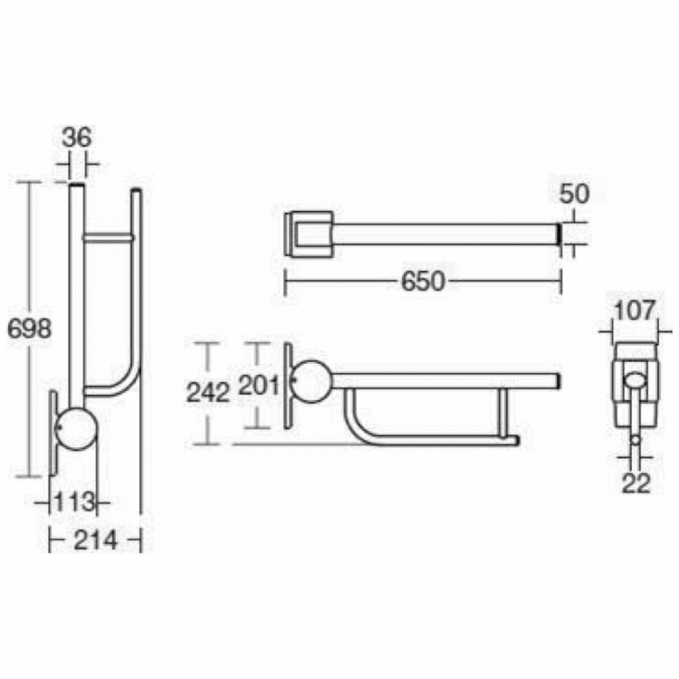 S6361LJ Складной поручень 65 см Ideal Standard CONTOUR - Вид №1