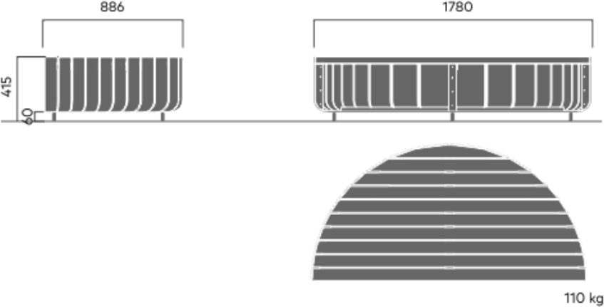 VESTRE Скамья из стали и дерева без спинки Stripes sun-id-1467434 - Вид №13