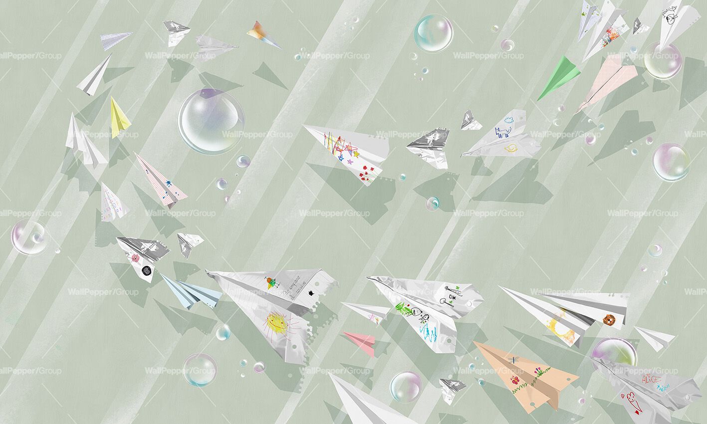 Carta da parati PVC free, eco-friendly, lavabile WallPepper PAPER PLANE CUSTOMIZABLE ARCH-00019882