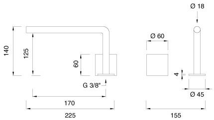 Ceadesign Гидропрогрессивный смеситель для умывальника на 2 отверстия из нержавеющей стали Opus Ops 01 - Вид №2