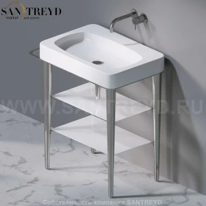 AeT ITALIA FUSION Консоль для раковины белая с держателем для полотенца и стеклянными полками C131.100