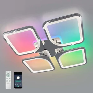 98274826 Люстра потолочная светодиодная Estares RGB с пультом управления 25 м² изменение цвета RGB цвет хром, управление со смартфона STLM-0908582