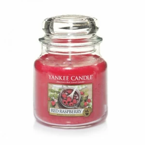 Свеча средняя в стеклянной банке "Красная малина" Red raspberry 411 гр 65-90 часов+ YANKEE CANDLE  267976 Красный