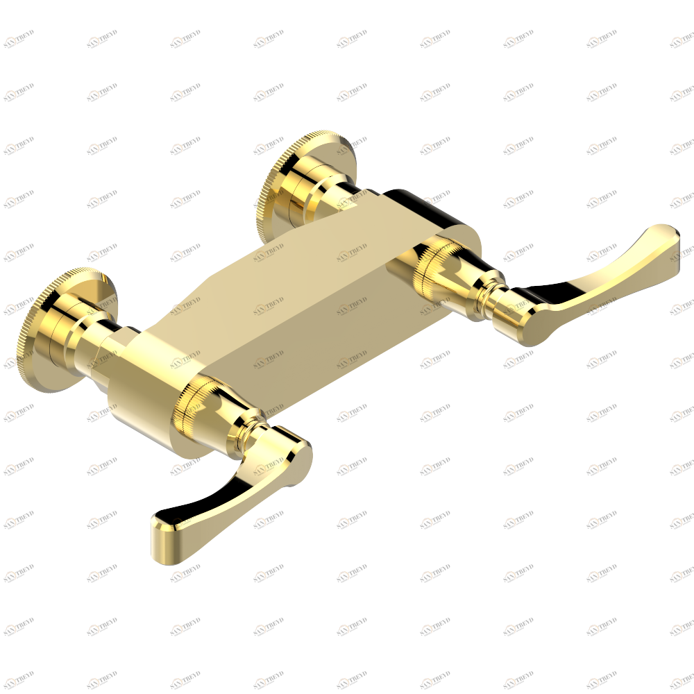 A55-64 Смеситель для душа настенный 1/2" - 150 мм между центрами - без шланга Thg-paris Art Déco с рукоятками Золото A55 64 CAT.F