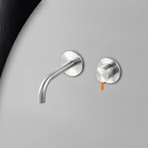 Смеситель для раковины сталь глянцевая с оранжевой ручкой Toki Radomonte TKI18LCIL24