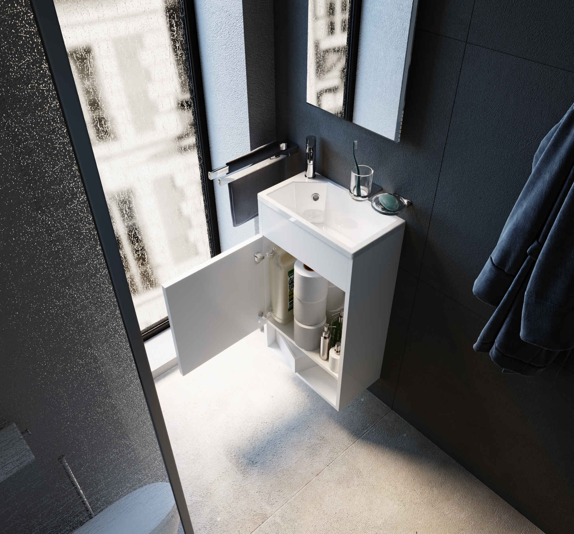 У85440 Тумба с раковиной Lira 40П 1д. Белый глянец 1 Marka Lira - Вид №3