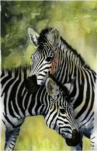 Картина на холсте 100х150 см "Зебры" EVENHOME КАРТИНЫ МАСЛОМ 129775 Белый;зеленый;черный;разноцветный