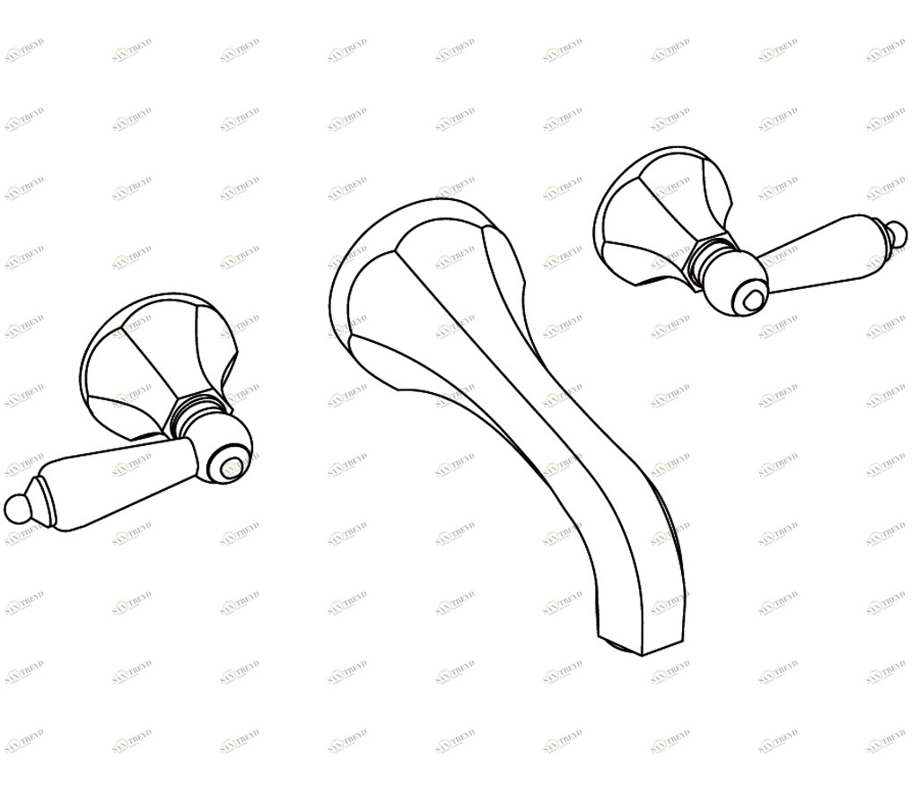 C07-1303 C07-1303 Настенный набор для раковины на 3 отверстия ШАРЛЕТИ С РЫЧАГАМИ Cristal & Bronze CHARLÉTY À MANETTES I 