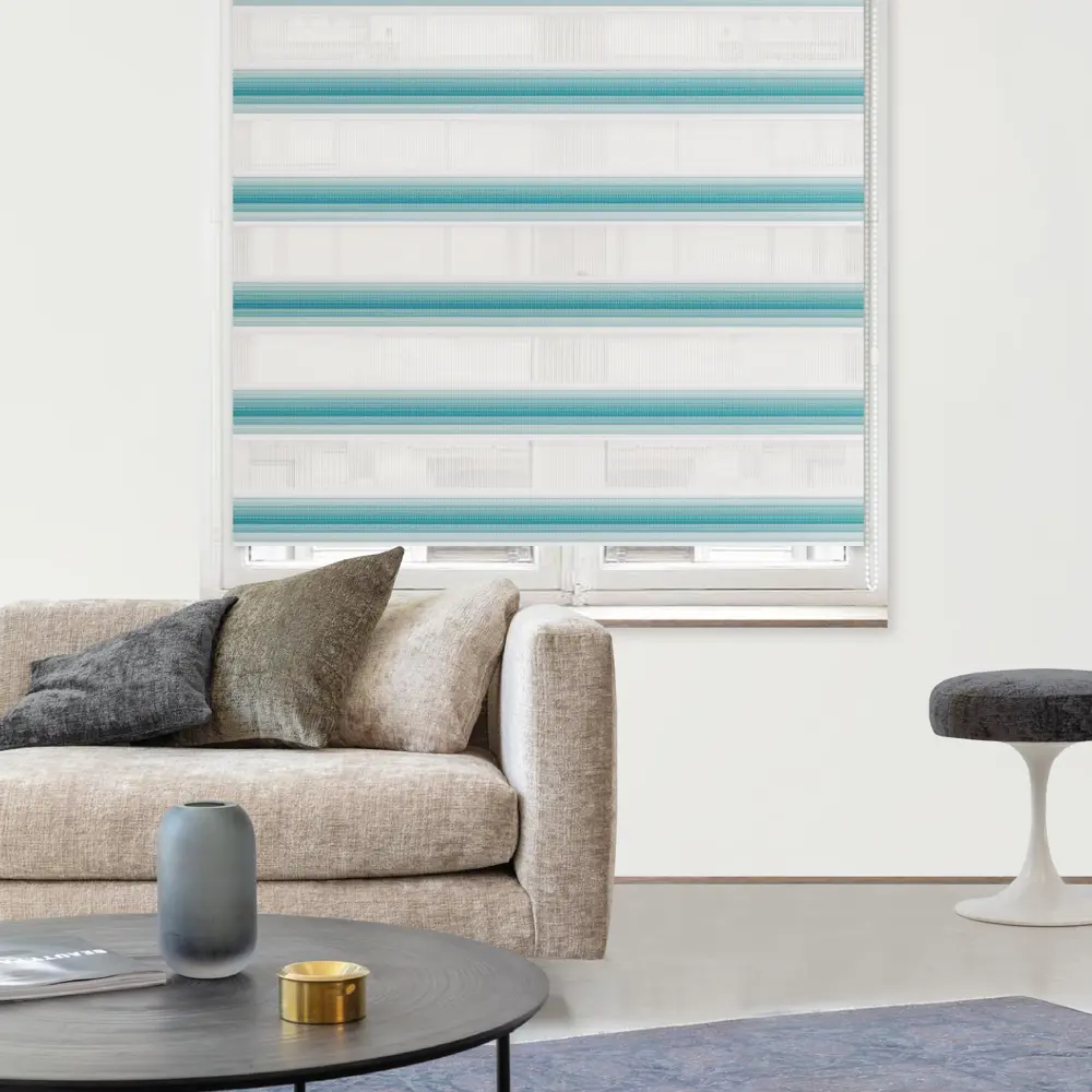 Штора рулонная день-ночь Palermo 60x250 см бирюзовая MIAMOZA Д/н Palermo STLM-2013634 - Вид №2