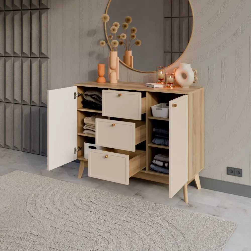 Комод KONSENSA Амьен 3 ящика 120x94x41.7 см ЛДСП цвет бежевый Лион STLM-2106596 - Вид №7