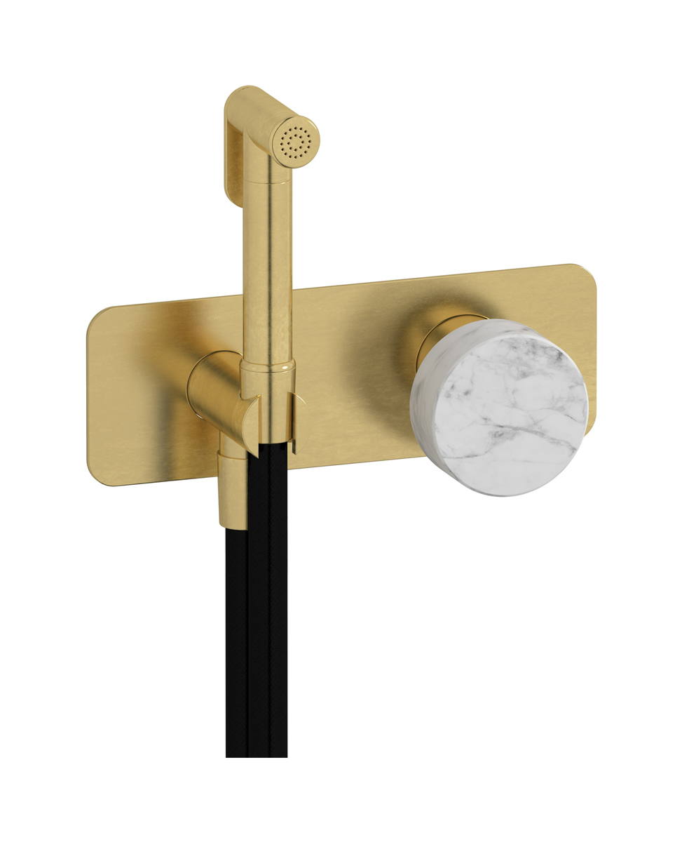 Внешние части гигенического душа со смесителем. WE ARE IB mr706on_1 Natural Brass Marmo