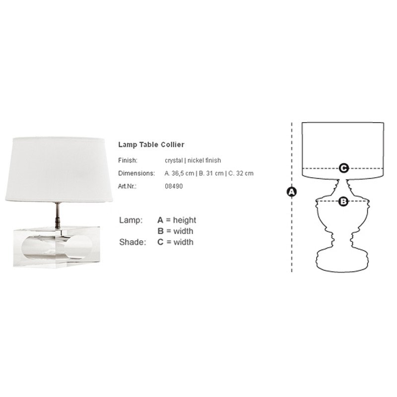 Настольная лампа 108490 от Eichholtz EICHHOLTZ ИНТЕРЬЕРНЫЕ 244628 Белый;прозрачный  - Вид №1