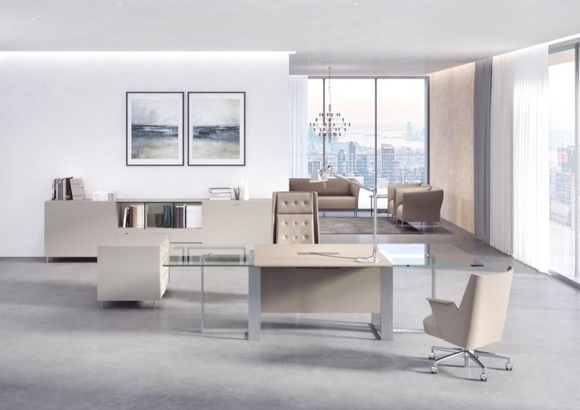 ESTEL GROUP Рабочий стол из дерева и стекла с системой прокладки кабелей Altagamma sun-id-1376071 - Вид №3