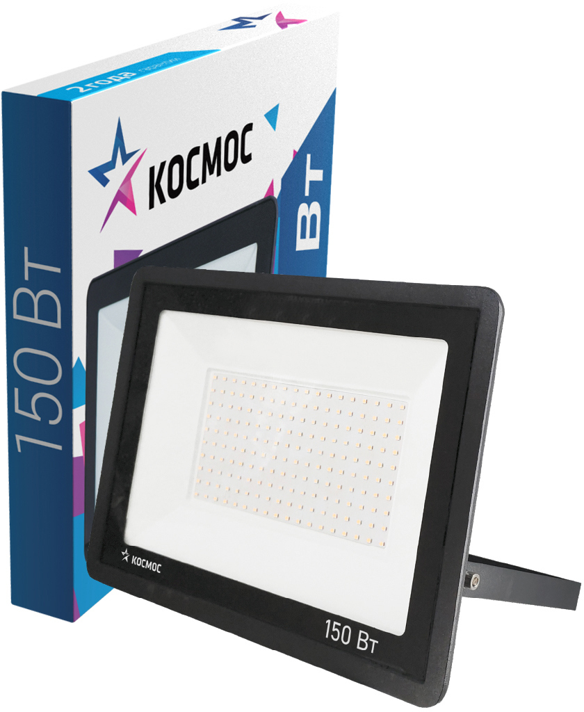 90155022 Прожектор светодиодный уличный 150 Вт 6500К IP65 цвет черный STLM-0118228 КОСМОС
