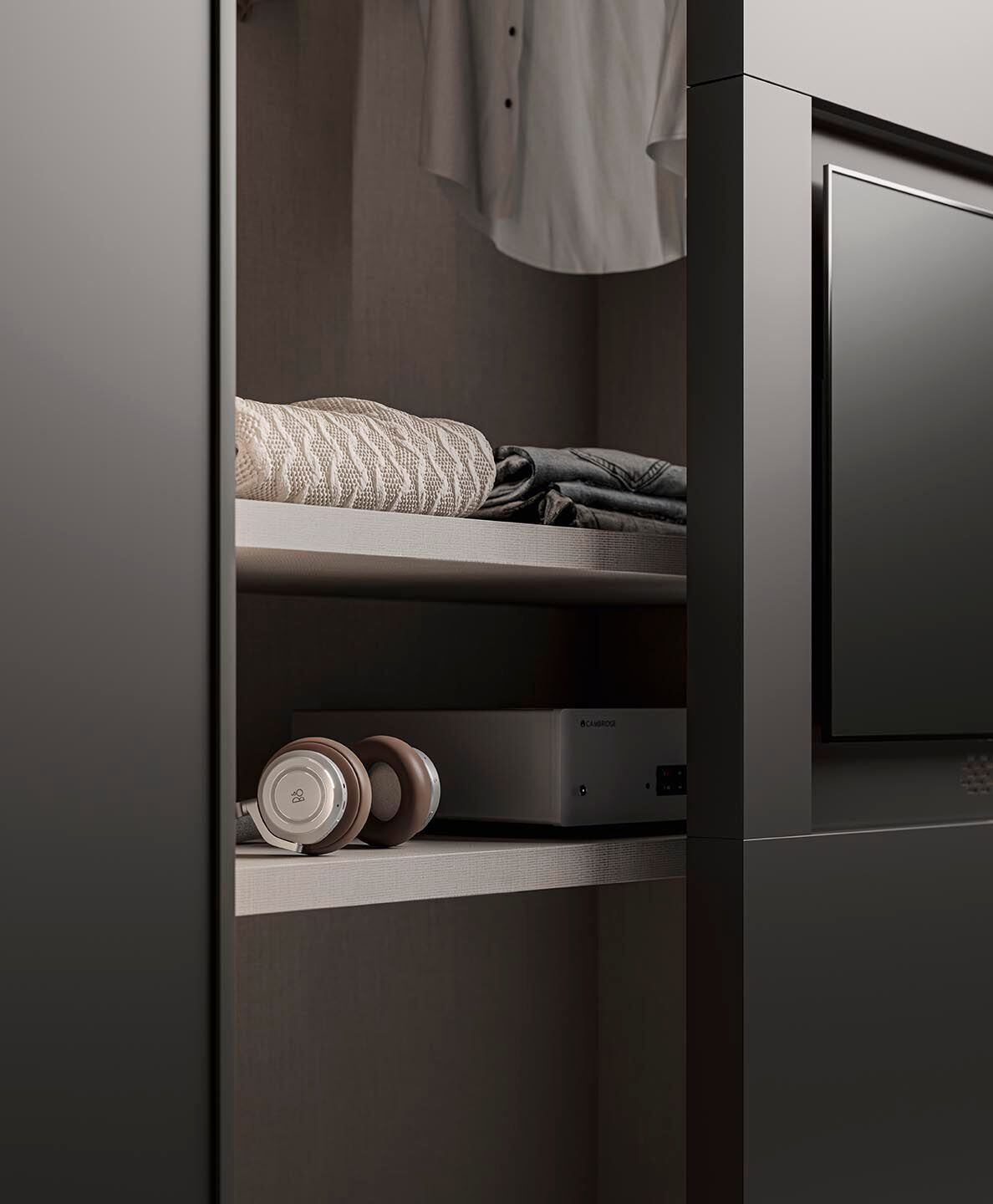 Шкаф с раздвижными дверями и встроенным телевизором Alf DaFrè покер ARCH-00070269 - Вид №2