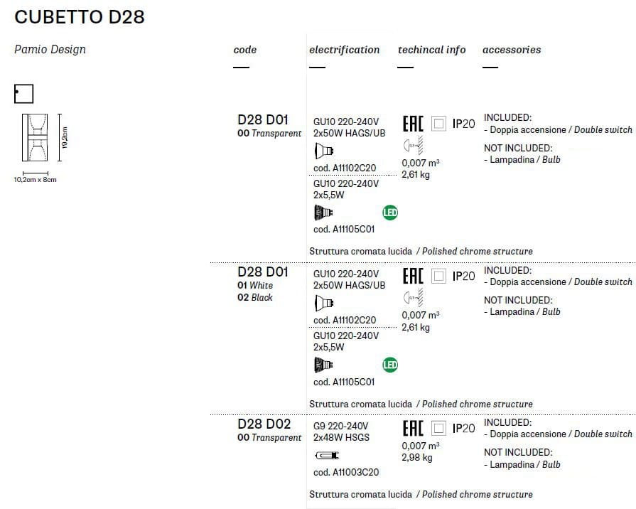 Стеклянные бра Fabbian Cubetto ARCH-00100527 - Вид №5