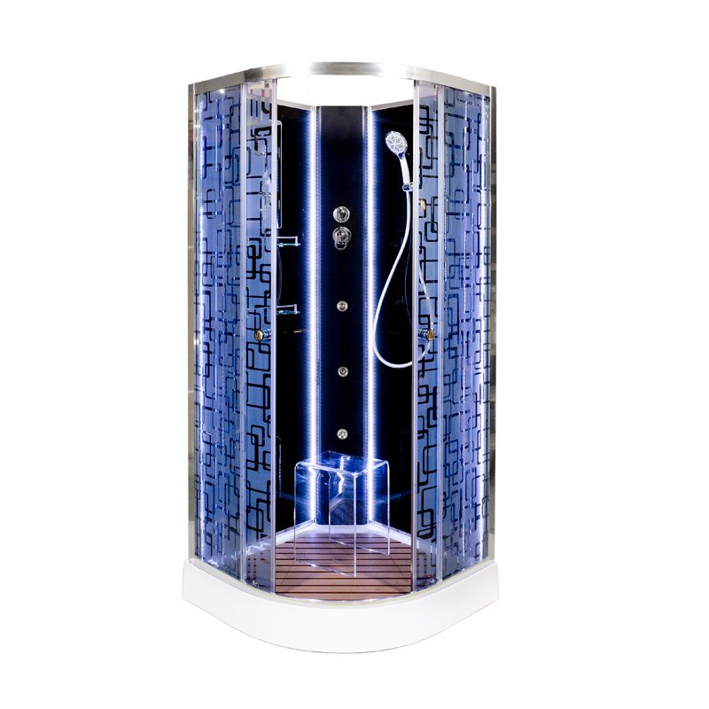 ЕМ1510 N (без крыши) Душевая кабина DETO Серия EM BМ1590 N LED с гм. BLACK - Вид №1