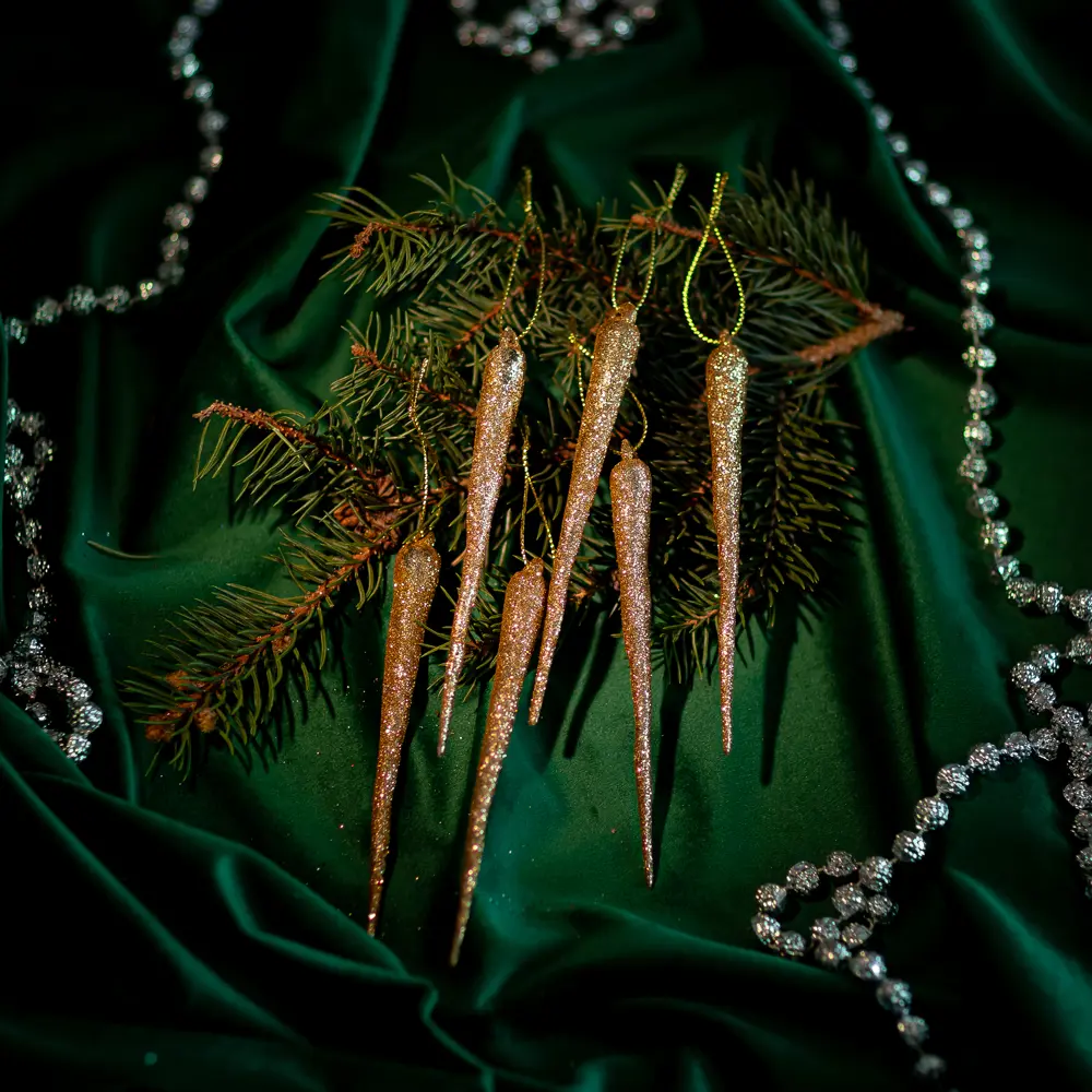 89377721 Новогоднее украшение Сосульки 403 золотой 6 шт. STLM-1402636 Santreyd 