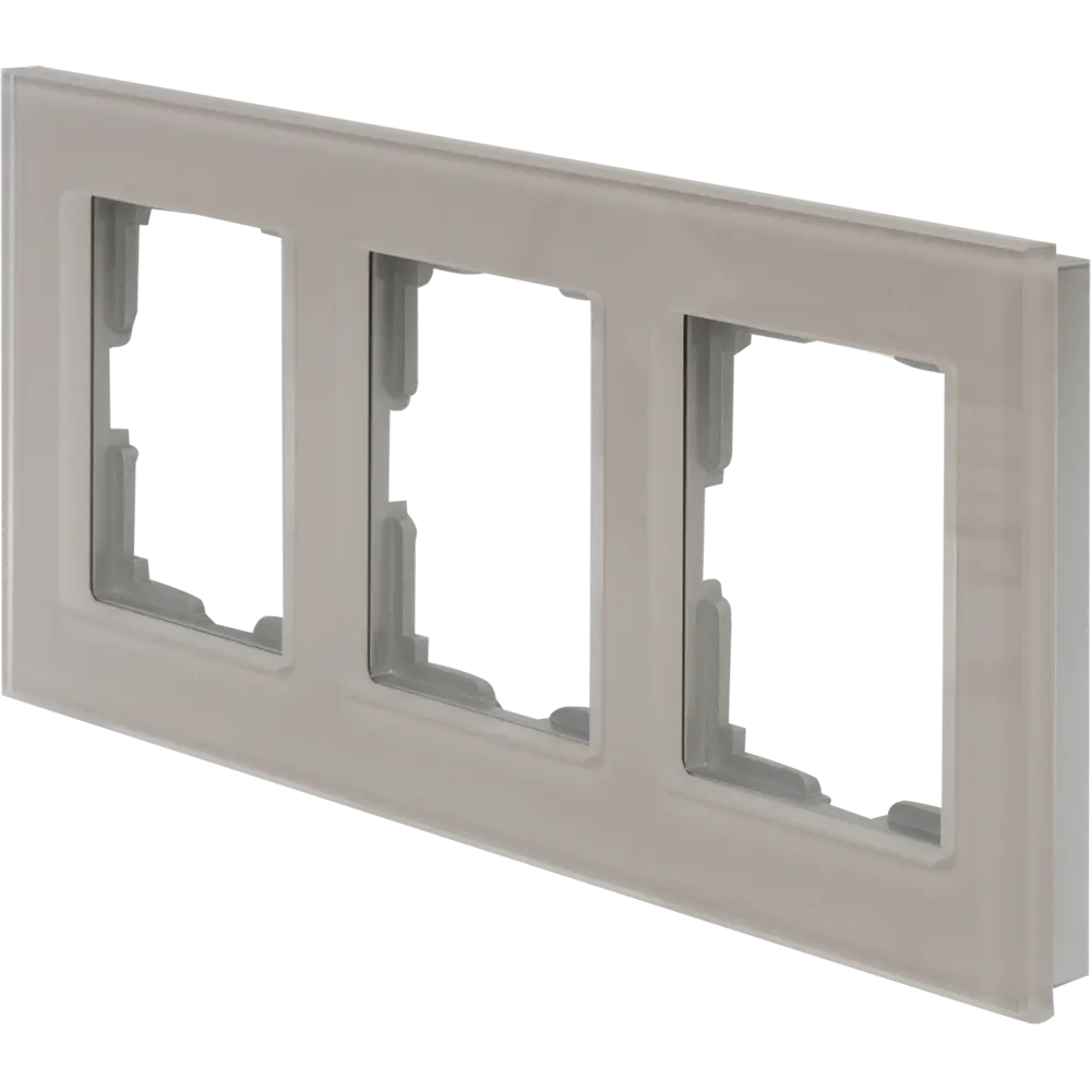 Рамка WERKEL Favorit для трёхрозеточной группы в дымчатом стекле 82125389 STLM-0019718 - Вид №1