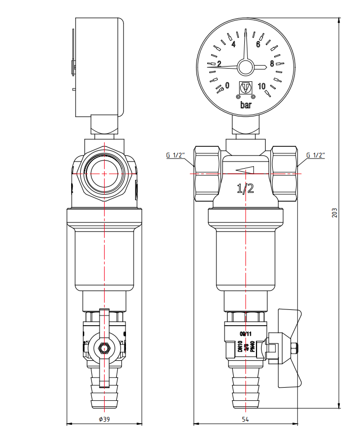 Valtec: Самоочищающийся промывной фильтр 1/2" для систем водоснабжения 15474823 STLM-0005973 - Вид №2