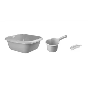 Набор таз/ковш/щетка для овощей прямоугольный Homver 6 л полипропилен цвет серый