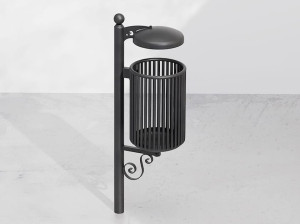 Наружная металлическая корзина для мусора с крышкой