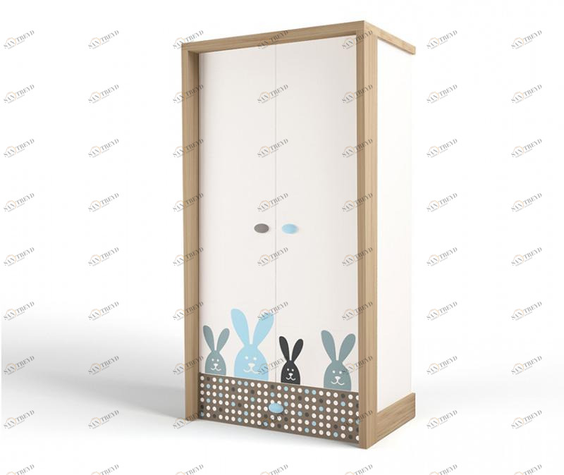 Шкаф ABC-KING 2х дверный MIX BUNNY (голубой) 4631147961525