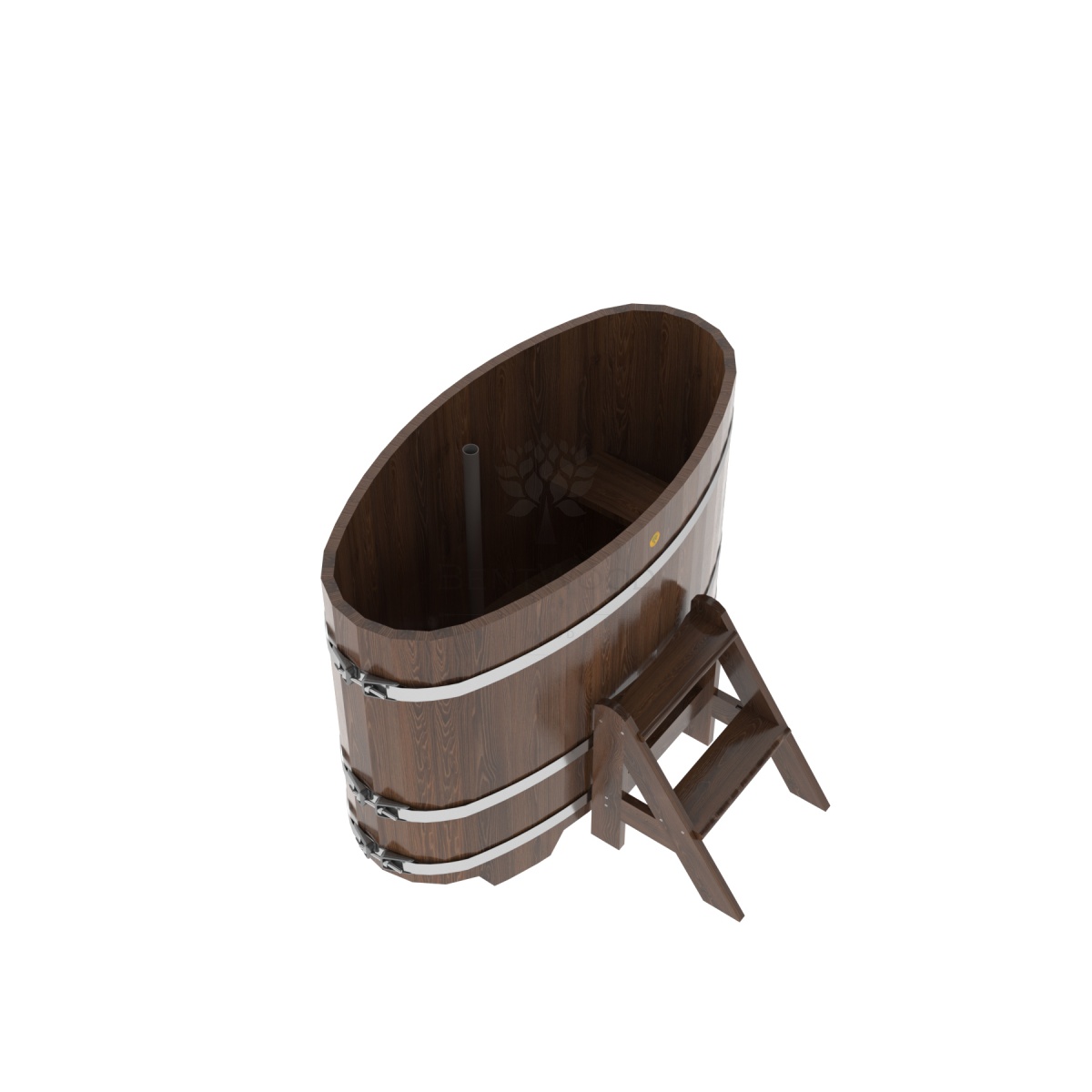 1134 Купель овальная из лиственницы 0,69х1,31х1,0 морёная премиум Alyarus  - Вид №1