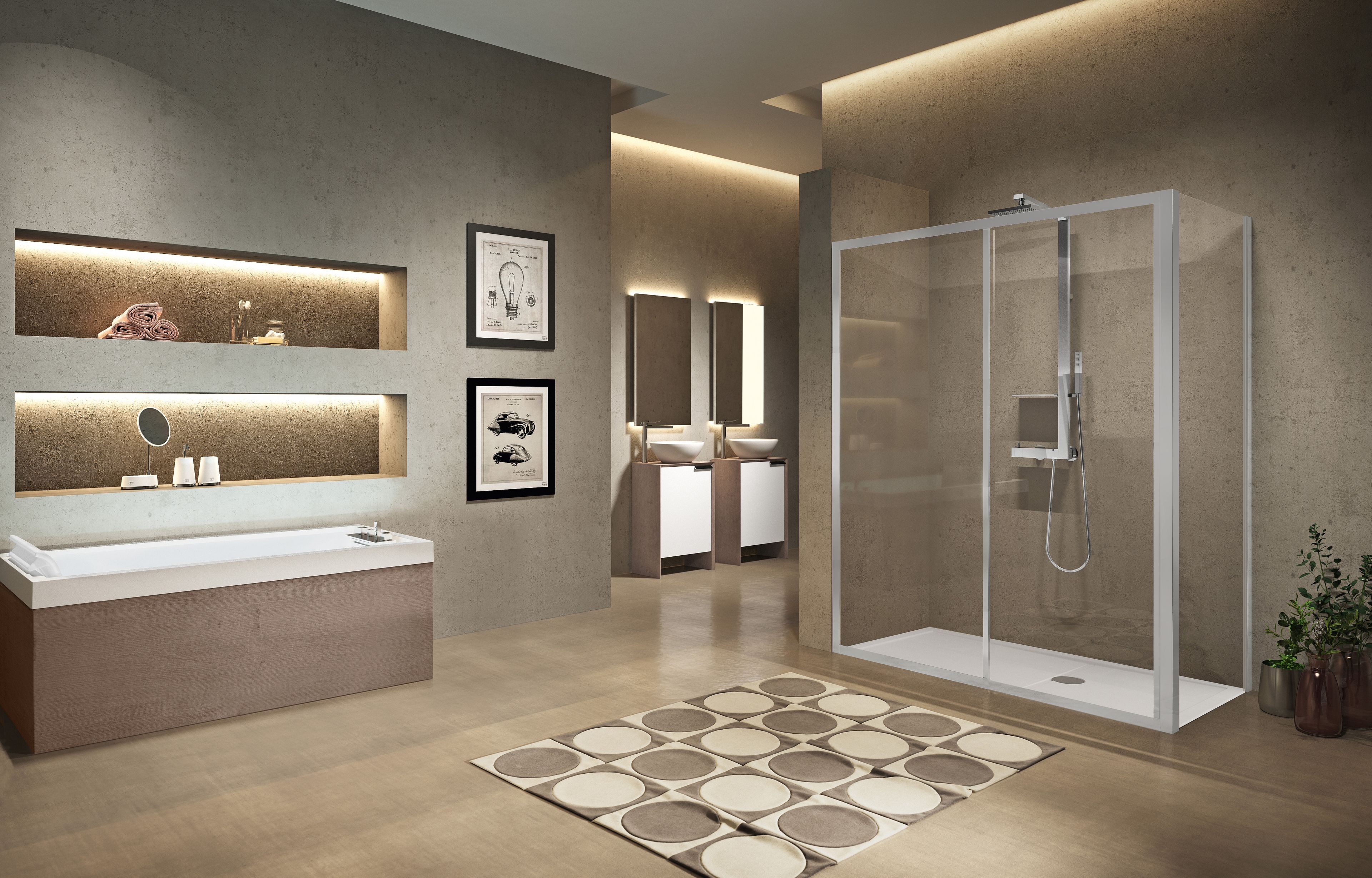 Угловая душевая кабина с раздвижной дверью Novellini Lunes ARCH-00152534 - Вид №1