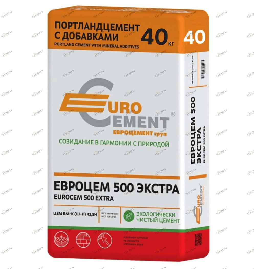 Цемент Евроцемент М500 Д20 50кг EuroСement 1252