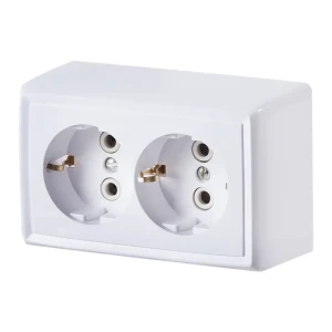 Розетка Reone 2-х постовая с заземлением цвет белый