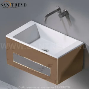 L116255 Подвесная раковина настенная прямоугольная A. e T. Italia Tower бронзовая