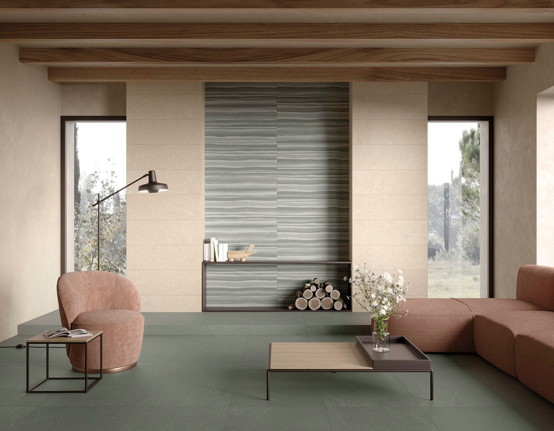 Пол / керамогранит с эффектом цемента MARINER Limeblend 30x90 ARCH-00076733 - Вид №2