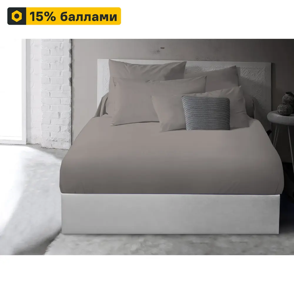 INSPIRE Простыня сатиновая 200×220 см светло-коричневая 89337636 STLM-1022061