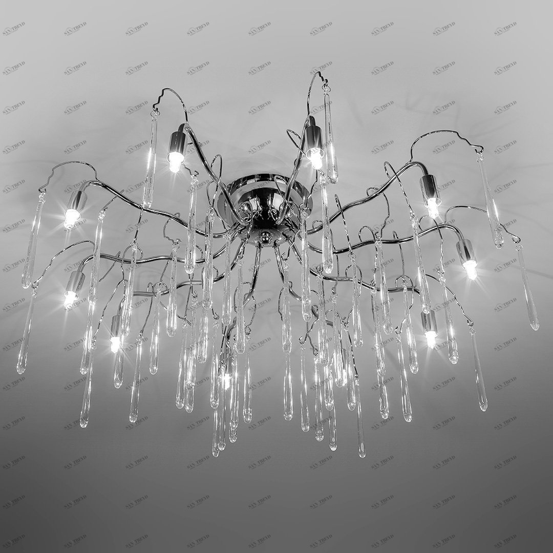 Светильник потолочный со стеклянными подвесками хром Frezia Light 120147 FREZIA LIGHT ДИЗАЙНЕРСКИЕ 00-3953644 Прозрачный;хром 