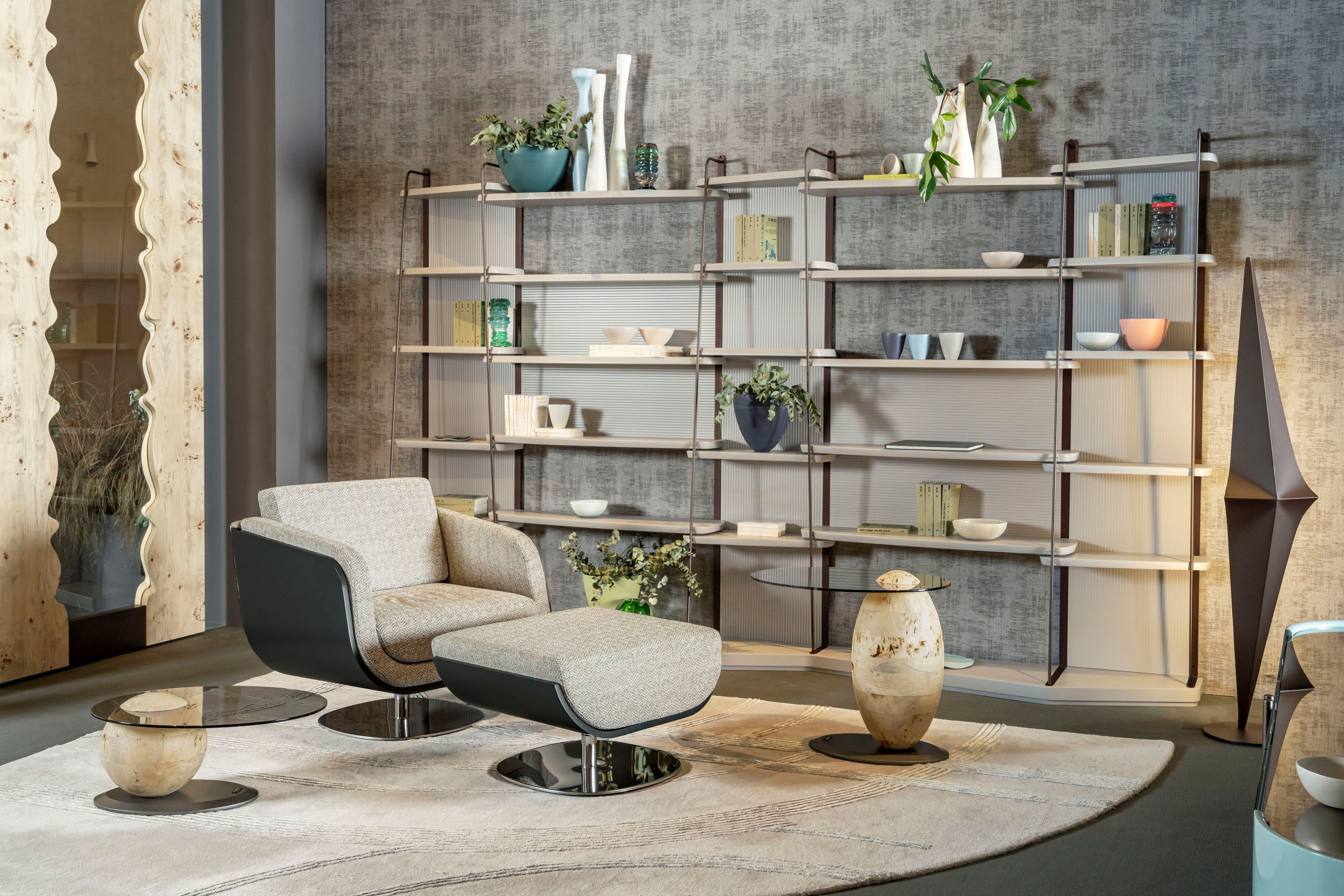 Ковер ручной работы из шерсти с геометрическим рисунком Bizzotto Italia DROP ARCH-00124384 - Вид №1