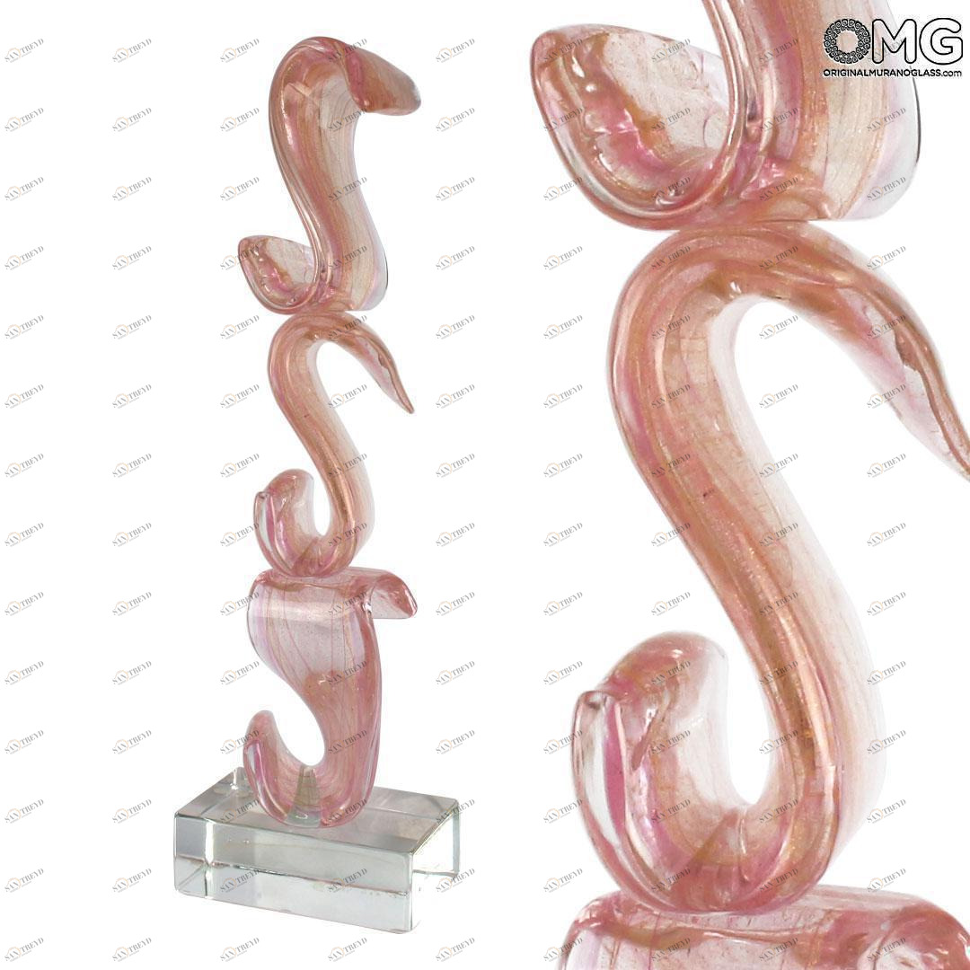 4356 ORIGINALMURANOGLASS Скульптура Лента - с листовым золотом - муранское стекло OMG 19 см 