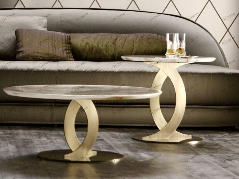 OPERA CONTEMPORARY Круглый журнальный столик из мрамора sun-id-1490124