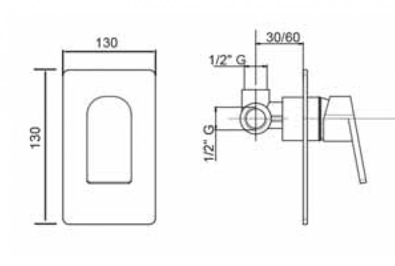 Встраиваемый однорычажный смеситель для душа Cezares JUMP-DIM-01 - Вид №1