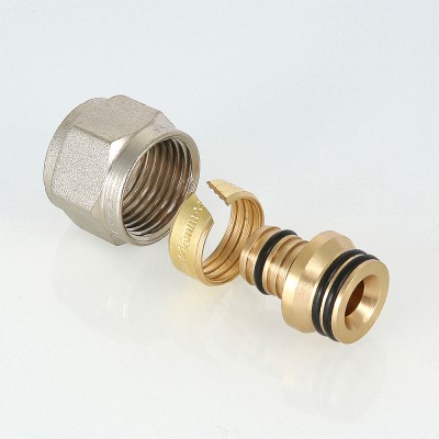 VTc.710.N.1604 Фитинг коллекторный обжимной для металлополимерной трубы Valtec 16 мм x 1/2"  - Вид №1