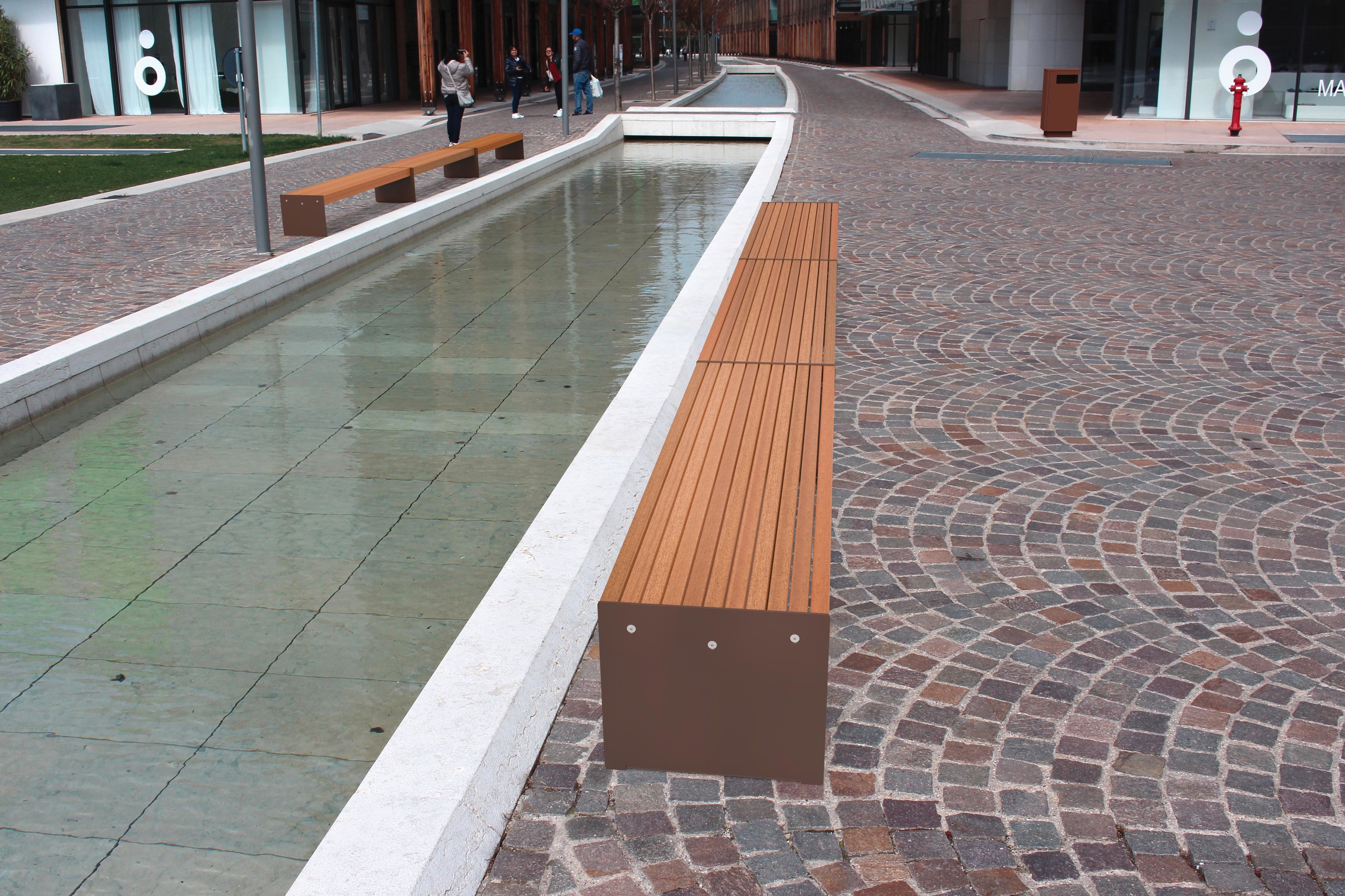 Стальная и деревянная скамья без спинки City Design Lena ARCH-00060261 - Вид №2