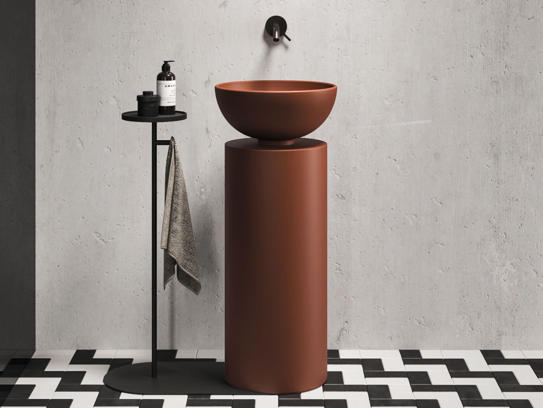 Круглый отдельно стоящий умывальник из бетона Noorth Saba ARCH-00014803