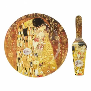 Блюдо фарфоровое круглое с лопаткой золотое "Поцелуй. Г. Климт" CARMANI Г.КЛИМТ 00-3946375 Желтый;золото