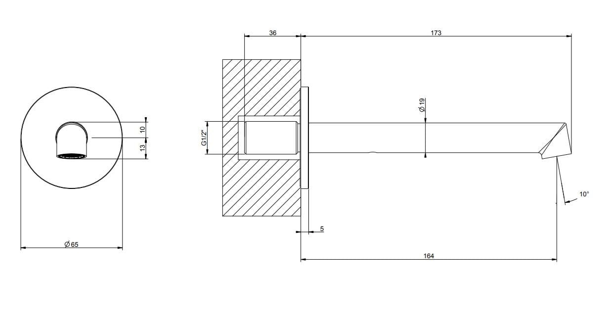 Настенный хромированный латунный дозирующий носик для умывальника Gessi кольцо ARCH-00052719 - Вид №3