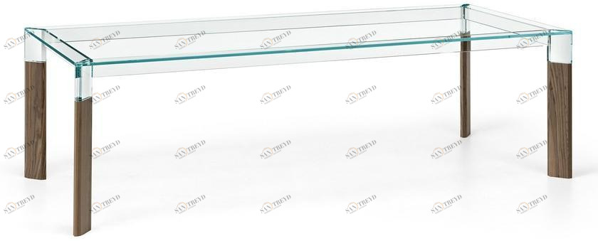 Tonelli Design Прямоугольный обеденный стол из дерева и стекла sun-id-1476520