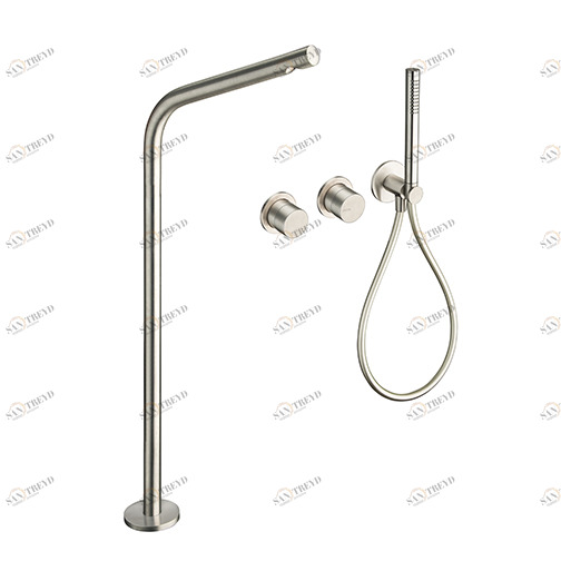 CRISX131 Внешние части смесителя для ванны CRICS100 (правая сторона) - CRICS101 (левая сторона) с переключателем на 2 выпускных отверстия, напольным изливом, ручным душем против известкового налета, гибким шлангом LONG LIFE Cristina Rubinetterie 