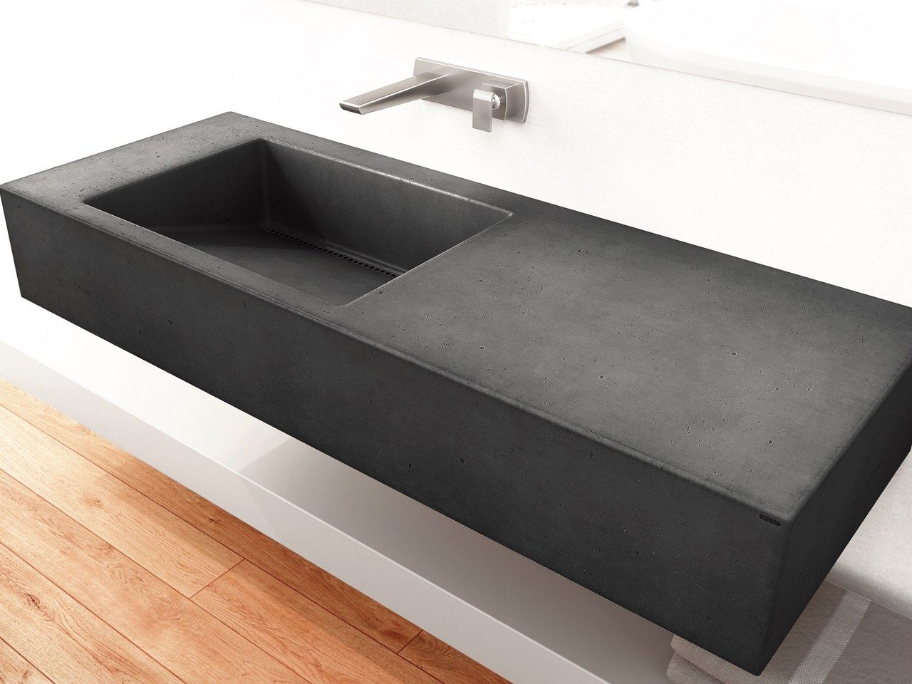 Бетонный одиночный подвесной умывальник Gravelli SLANT 01 ARCH-00101781