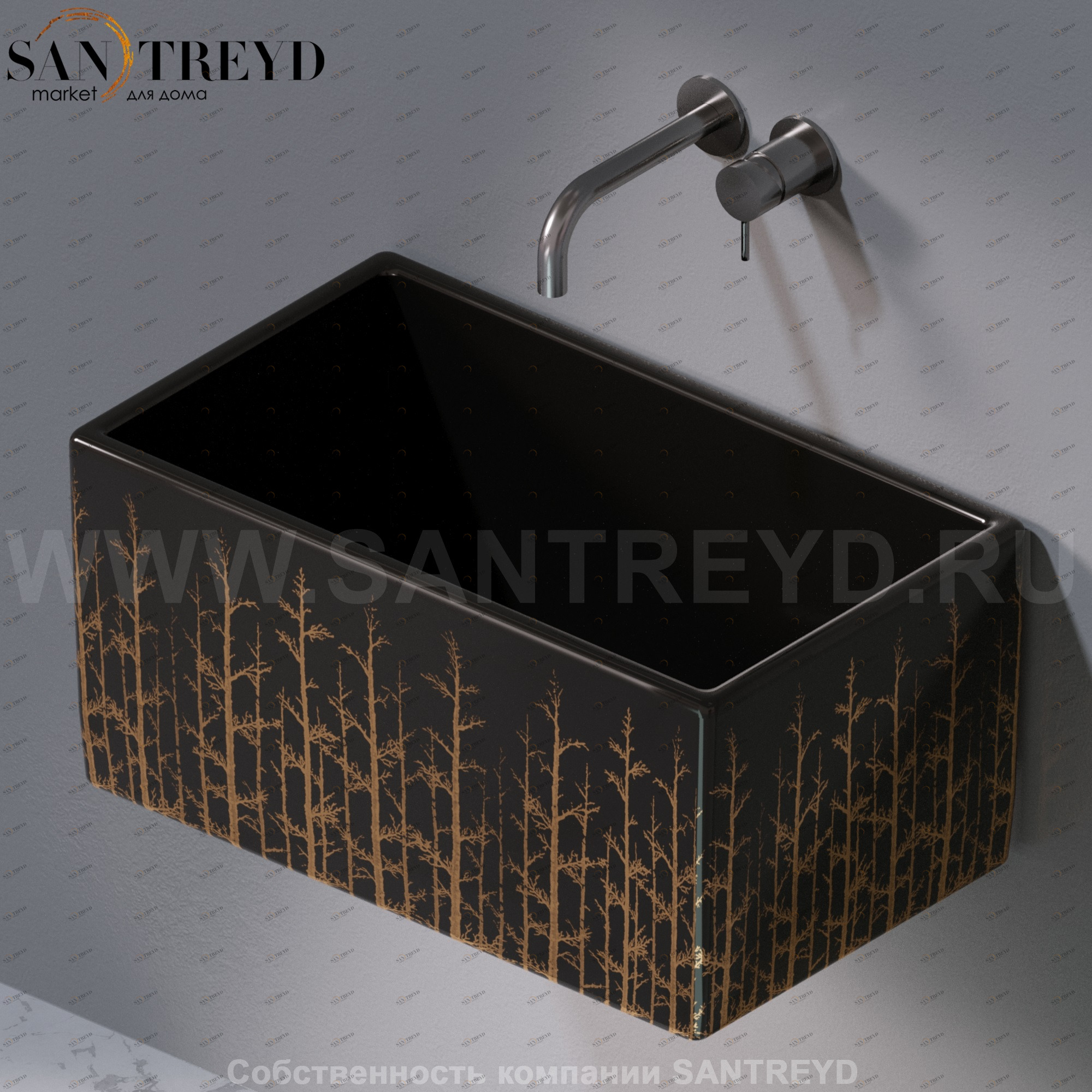 L112406G Подвесная раковина настенная прямоугольная A. e T. Italia Tower черная AeT ITALIA